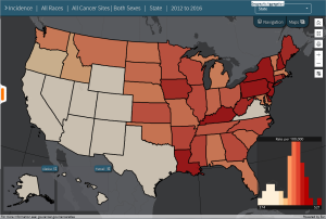 Screenshot of NCI Cancer Atlas Interface